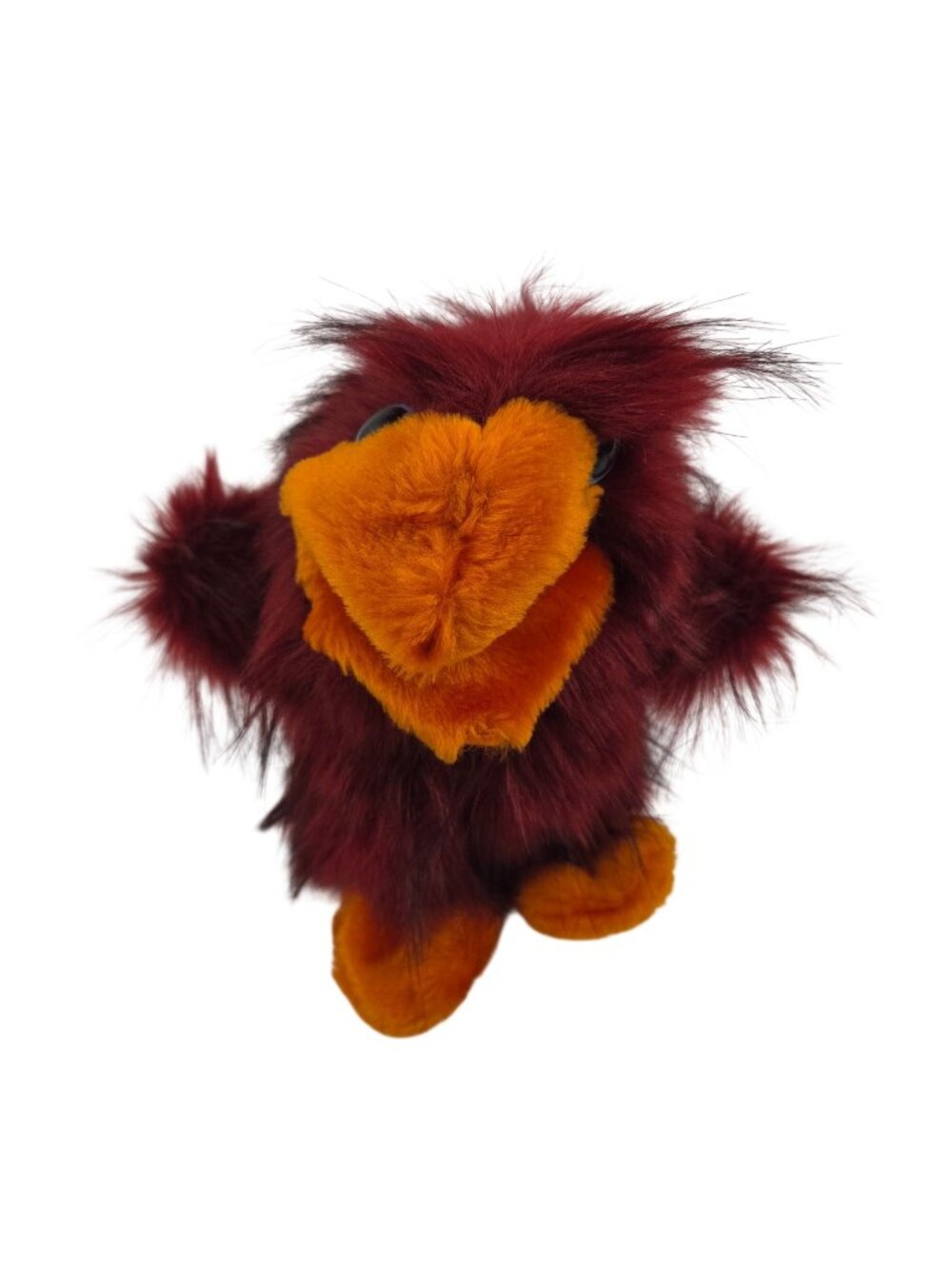 Virginia Tech Hokie Bird Hand Puppet Maroon Fur Orange Beak Feet Plush Toy